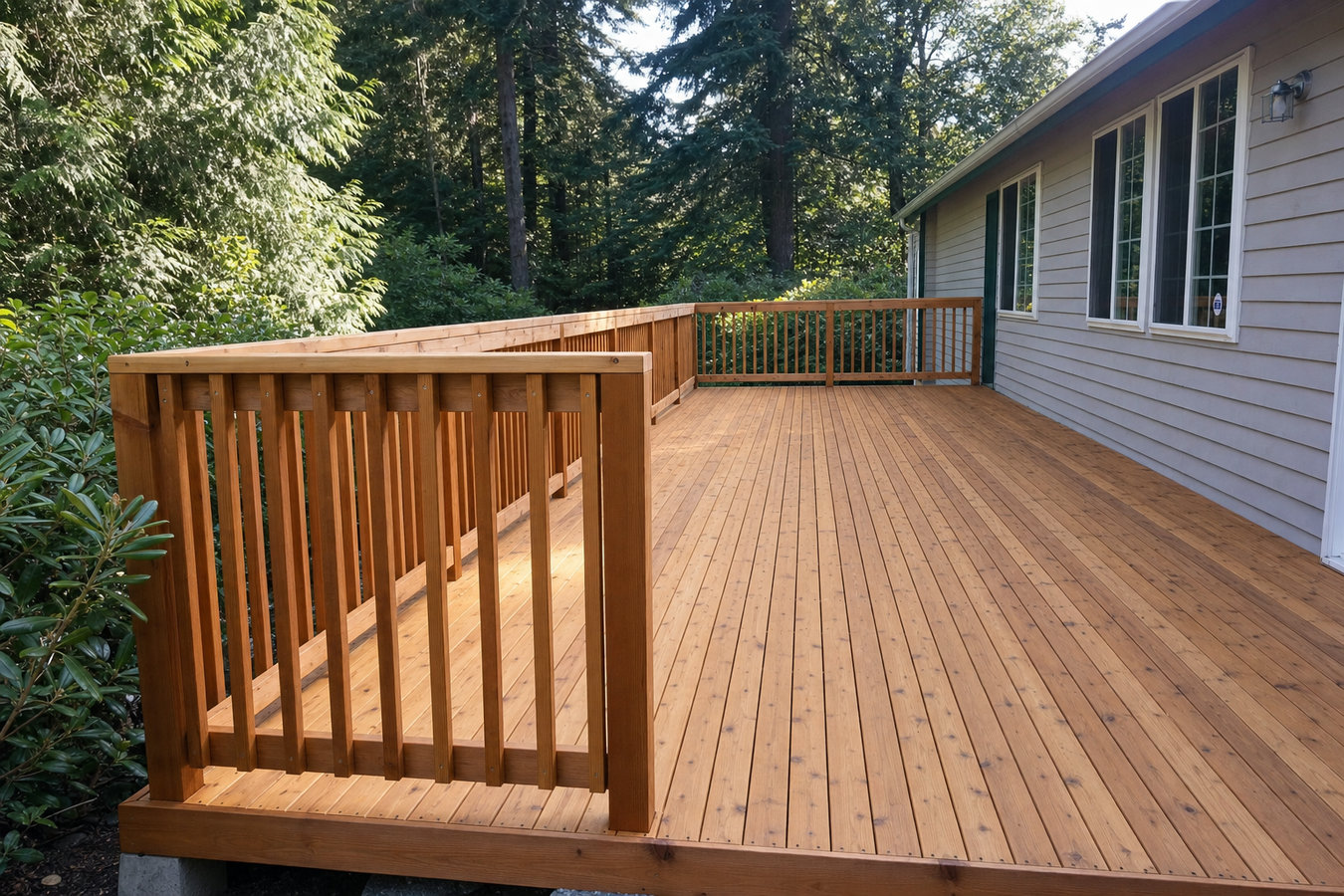 Cedar wood deck construction